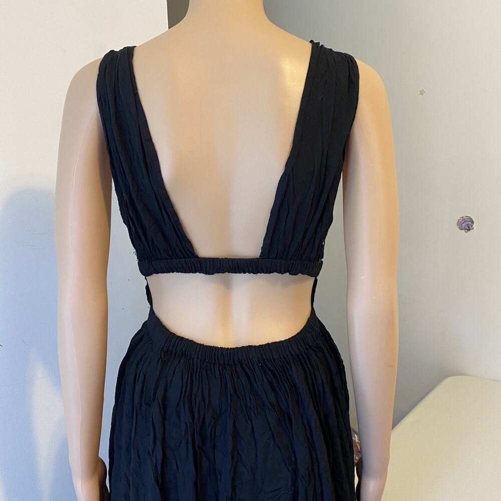 ASOS Swim CoverUp MaxiDress Black Lightweight Cut Out Sexy Feminine Beachy 4/S - Picture 2 of 8